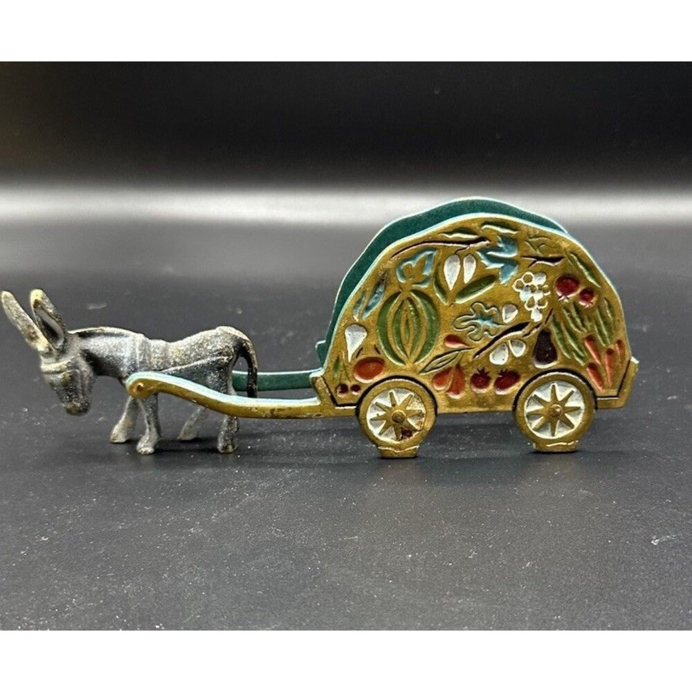 Vintage Donkey Pulling Fruit Cart Napkin/Letter Holder